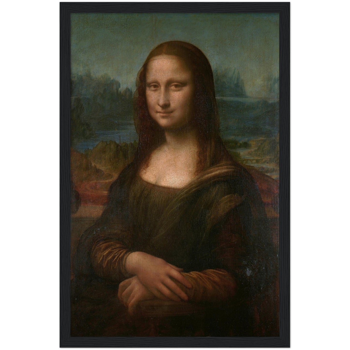 Mona Lisa Reproduktion Kunst Druck 30x45cm - Holzgerahmtes Poster auf matten Papier in Museumsqualität Art Loft