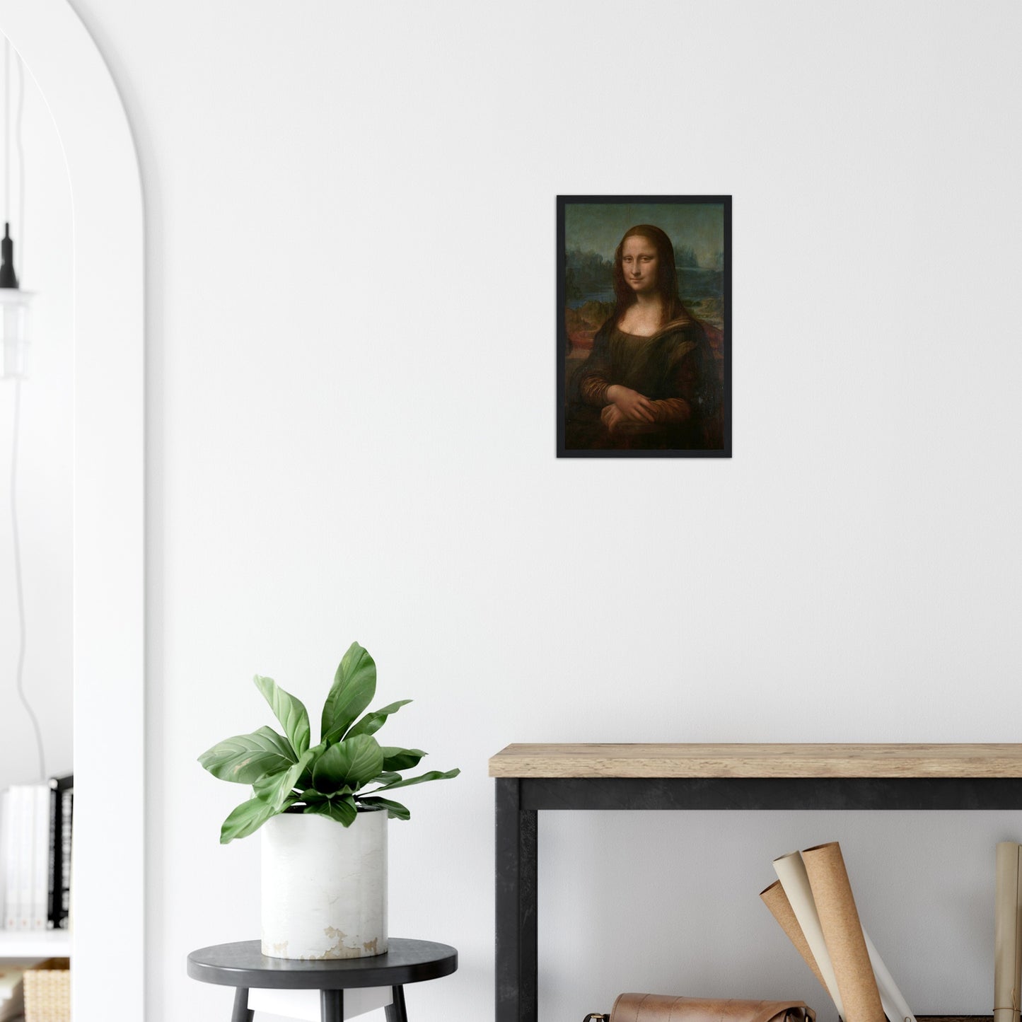 Mona Lisa Reproduktion Kunst Druck 30x45cm - Holzgerahmtes Poster auf matten Papier in Museumsqualität Art Loft