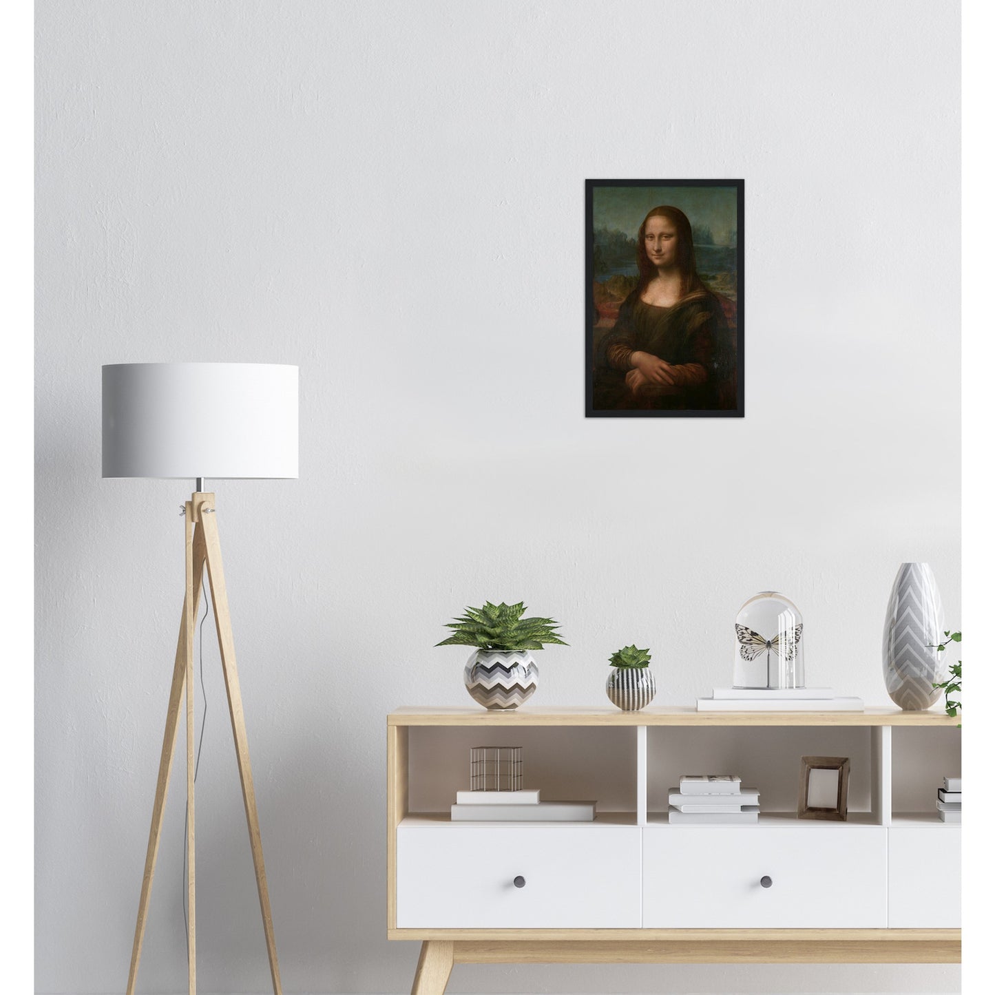 Mona Lisa Reproduktion Kunst Druck 30x45cm - Holzgerahmtes Poster auf matten Papier in Museumsqualität Art Loft