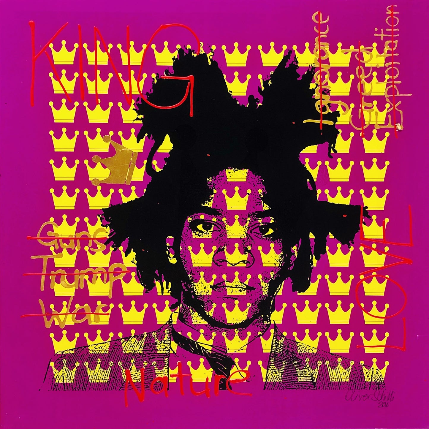 King Jean Michel Basquiat - Unikat Druck und Mixed Media Art Loft