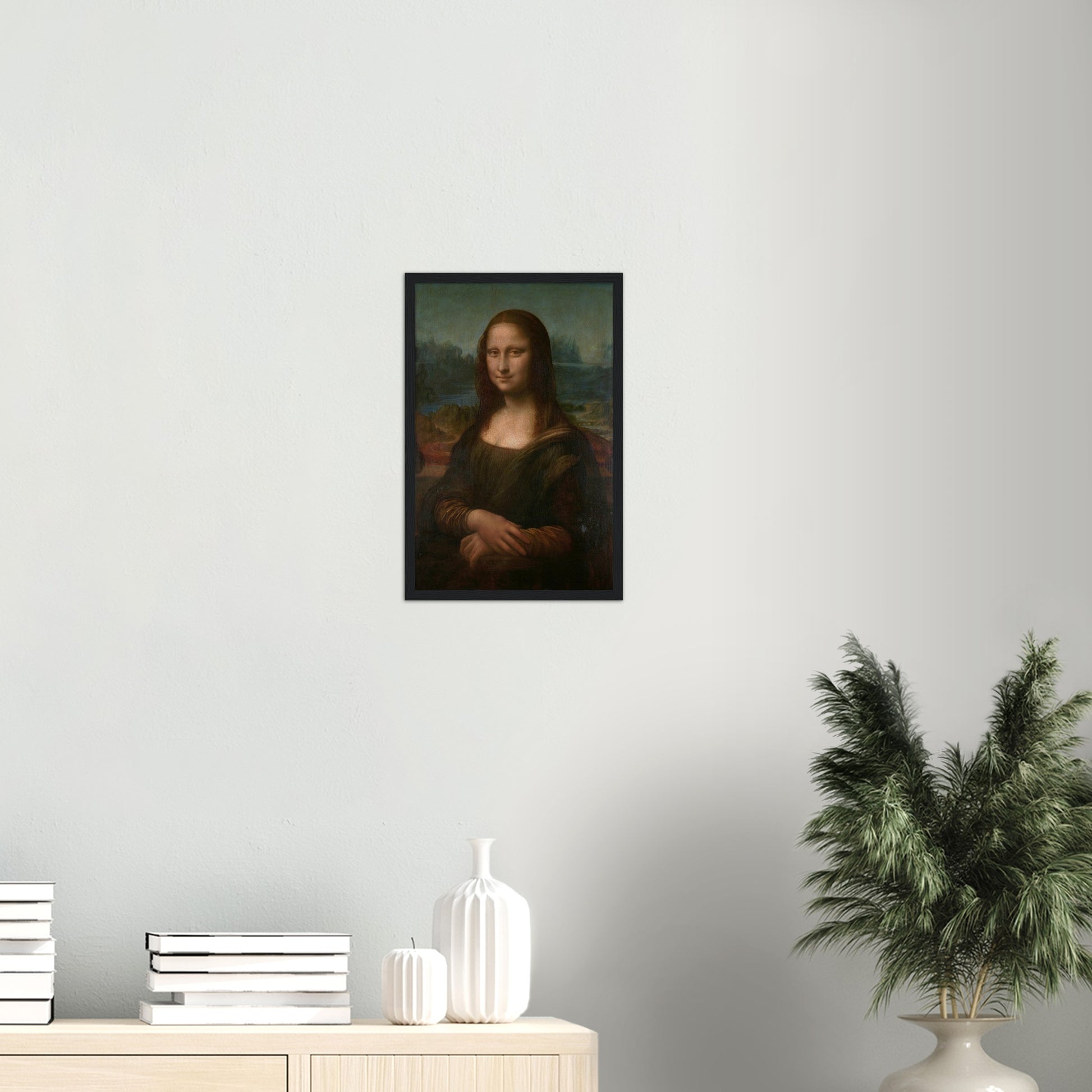 Mona Lisa Reproduktion Kunst Druck 30x45cm - Holzgerahmtes Poster auf matten Papier in Museumsqualität Art Loft